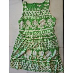 New York & Company Women's Green And White Size XL 14 Floral Lined Dress